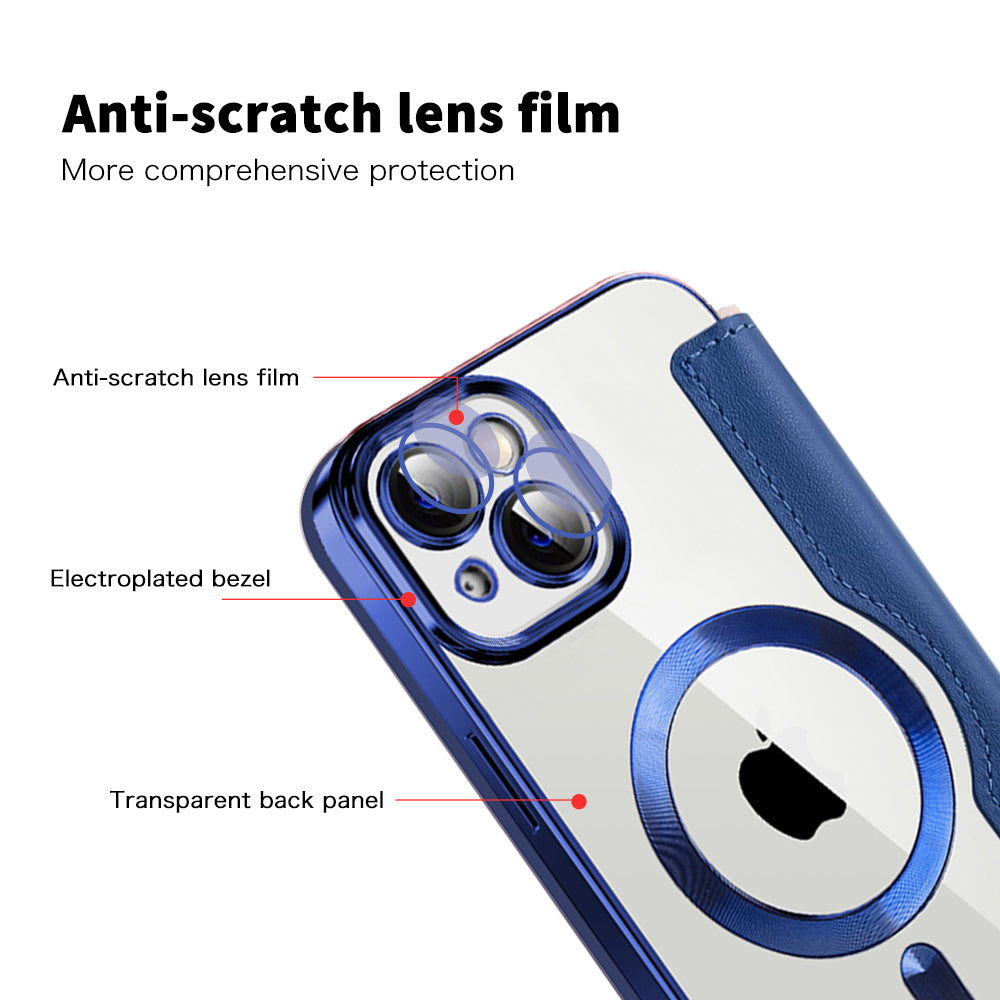 Custodia MagSafe per Apple iPhone 14 Plus, Techsuit, SmartMag Book, Blu