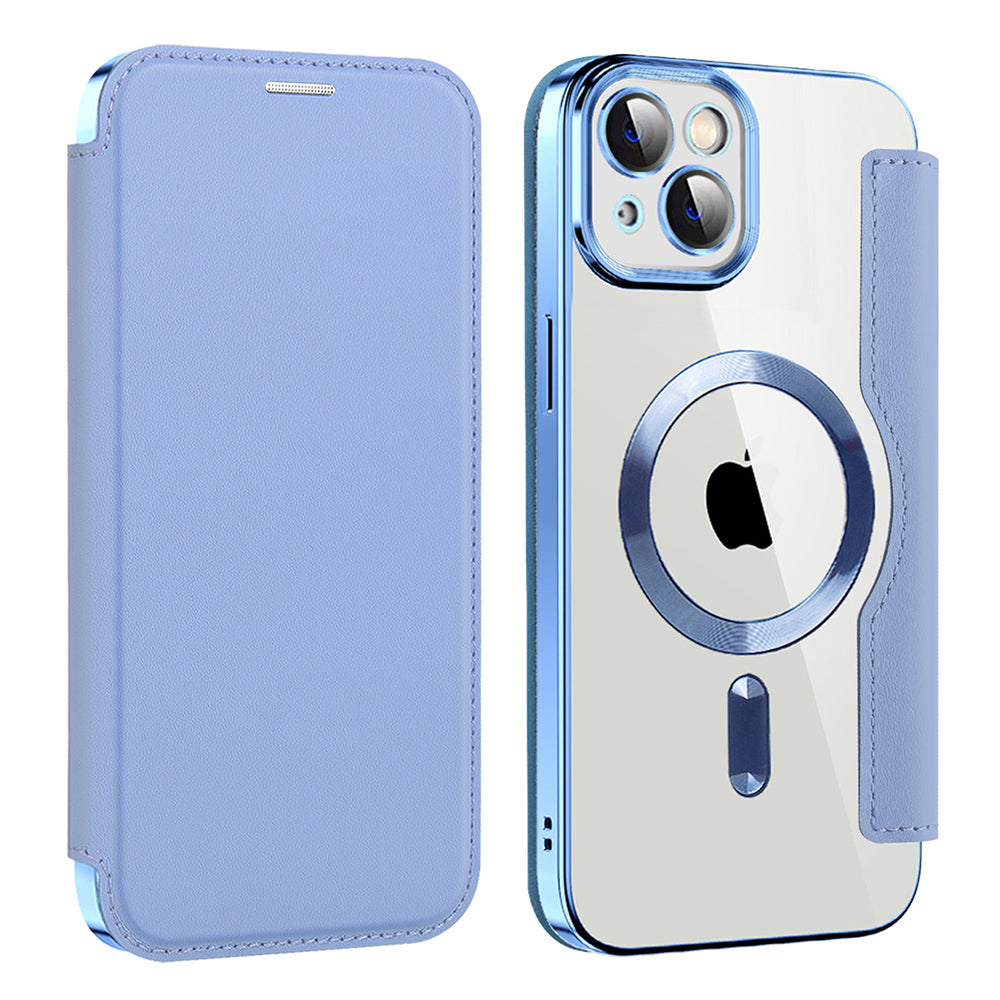 Custodia MagSafe per Apple iPhone 14 Plus, Techsuit, SmartMag Book, Blu