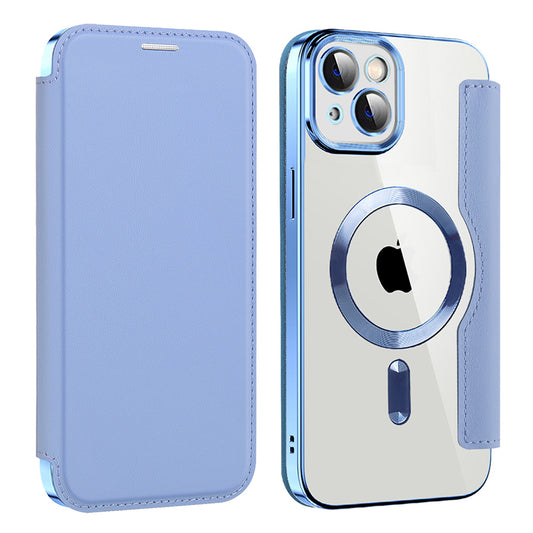Custodia MagSafe per Apple iPhone 14 Plus, Techsuit, SmartMag Book, Blu