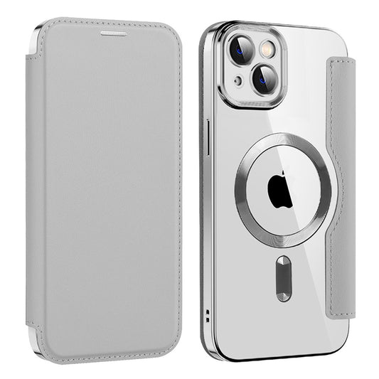 Custodia MagSafe per Apple iPhone 14 Plus, Techsuit, SmartMag Book, Grigio