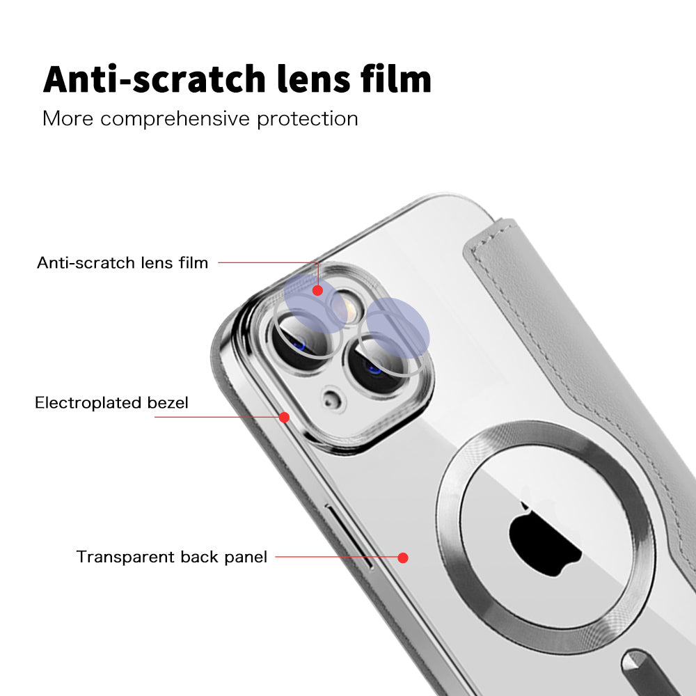 Custodia MagSafe per Apple iPhone 14 Plus, Techsuit, SmartMag Book, Grigio