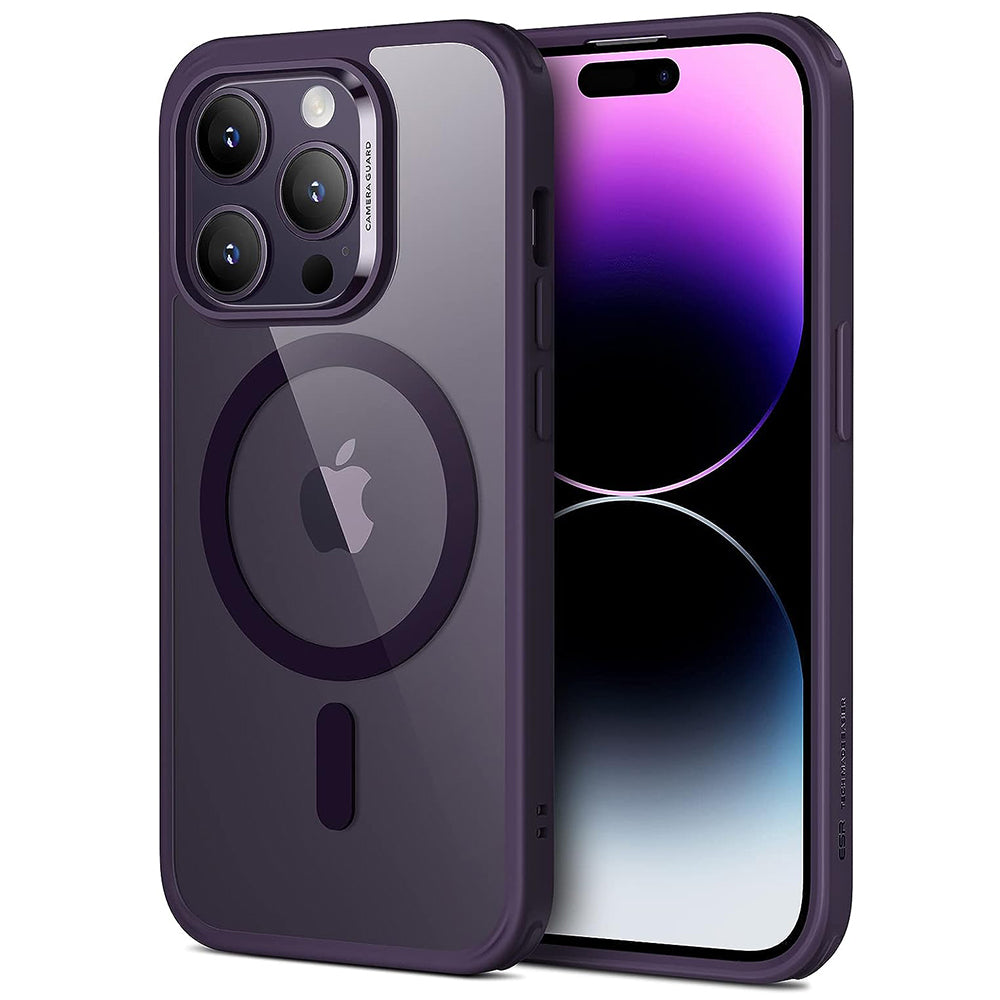 Custodia MagSafe per Apple iPhone 14 Pro, ESR, Classic Hybrid, Viola Trasparente