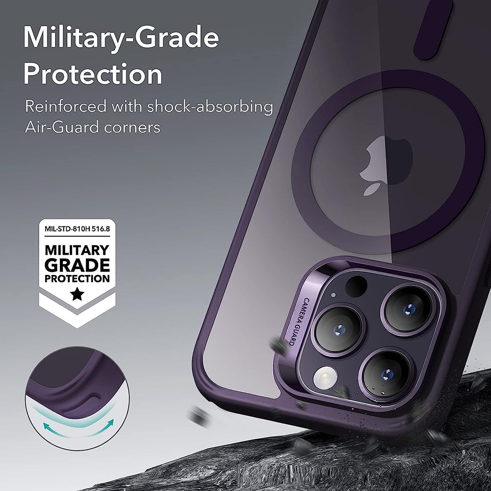 Custodia MagSafe per Apple iPhone 14 Pro, ESR, Classic Hybrid, Viola Trasparente