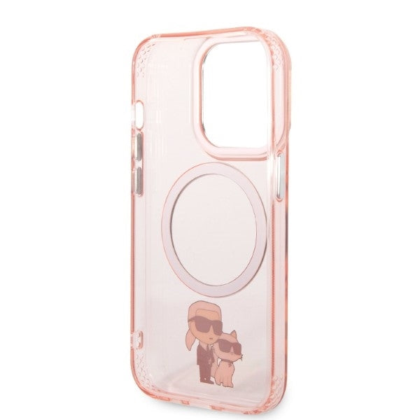 Custodia MagSafe per Apple iPhone 14 Pro, Karl Lagerfeld, Ikonik Karl & Choupette, Rosa
