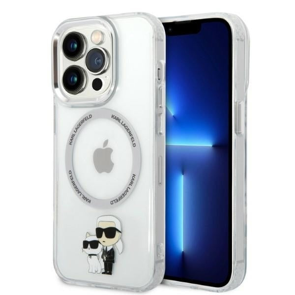 Custodia MagSafe per Apple iPhone 14 Pro, Karl Lagerfeld, Ikonik Karl & Choupette, Trasparente
