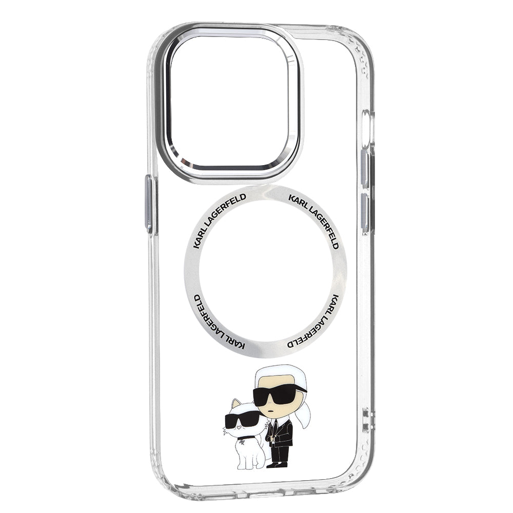 Custodia MagSafe per Apple iPhone 14 Pro, Karl Lagerfeld, Ikonik Karl & Choupette, Trasparente
