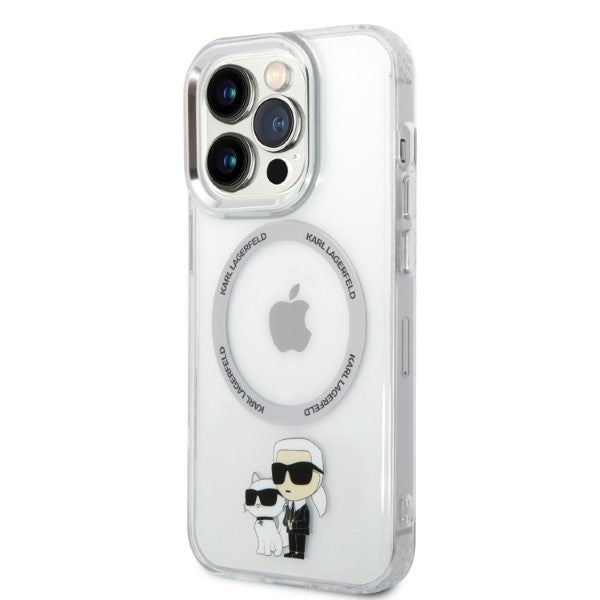 Custodia MagSafe per Apple iPhone 14 Pro, Karl Lagerfeld, Ikonik Karl & Choupette, Trasparente