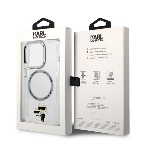 Custodia MagSafe per Apple iPhone 14 Pro, Karl Lagerfeld, Ikonik Karl & Choupette, Trasparente