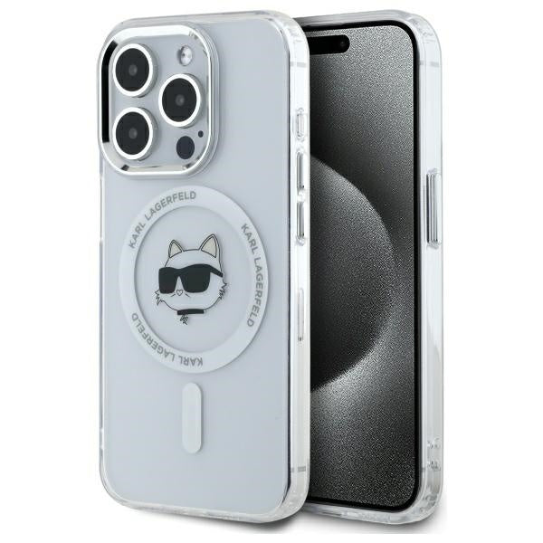 Custodia MagSafe per Apple iPhone 14 Pro, Karl Lagerfeld, IML Metal Choupette's Head, Bianca