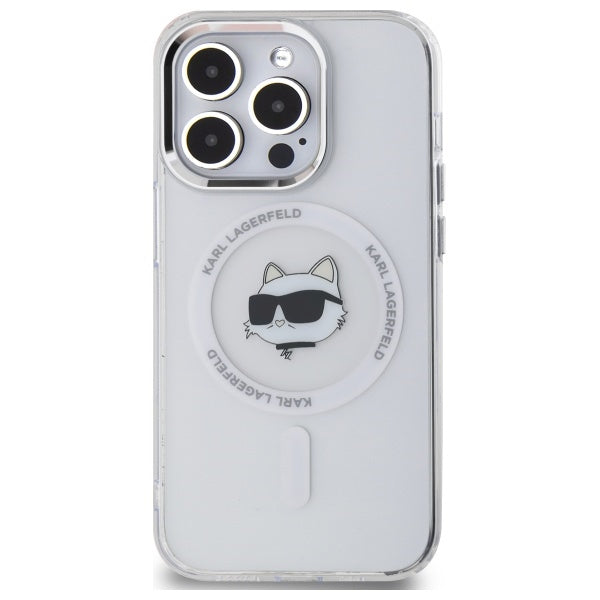 Custodia MagSafe per Apple iPhone 14 Pro, Karl Lagerfeld, IML Metal Choupette's Head, Bianca