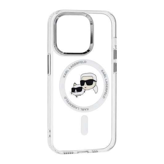 Custodia MagSafe per Apple iPhone 14 Pro, Karl Lagerfeld, IML Metal Karl & Choupette's Heads, Bianca
