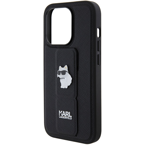 Custodia MagSafe per Apple iPhone 14 Pro, Karl Lagerfeld, Saffiano Gripstand Choupette, Nera