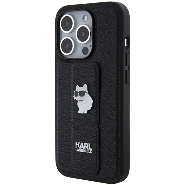 Custodia MagSafe per Apple iPhone 14 Pro, Karl Lagerfeld, Saffiano Gripstand Choupette, Nera