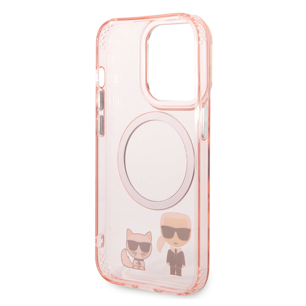 Custodia MagSafe per Apple iPhone 14 Pro Max, Karl Lagerfeld, Karl & Choupette Aluminium, Rosa