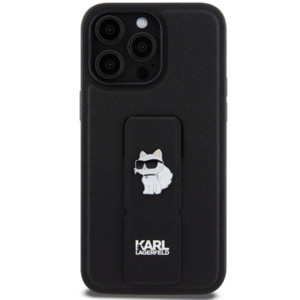 Custodia MagSafe per Apple iPhone 14 Pro Max, Karl Lagerfeld, Saffiano Gripstand Choupette, Nera