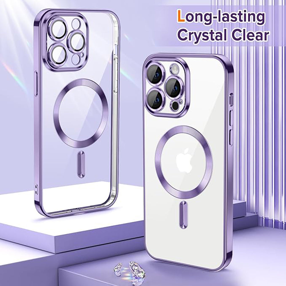 Custodia MagSafe per Apple iPhone 14 Pro Max, Techsuit, Luxury Crystal, Viola Chiaro