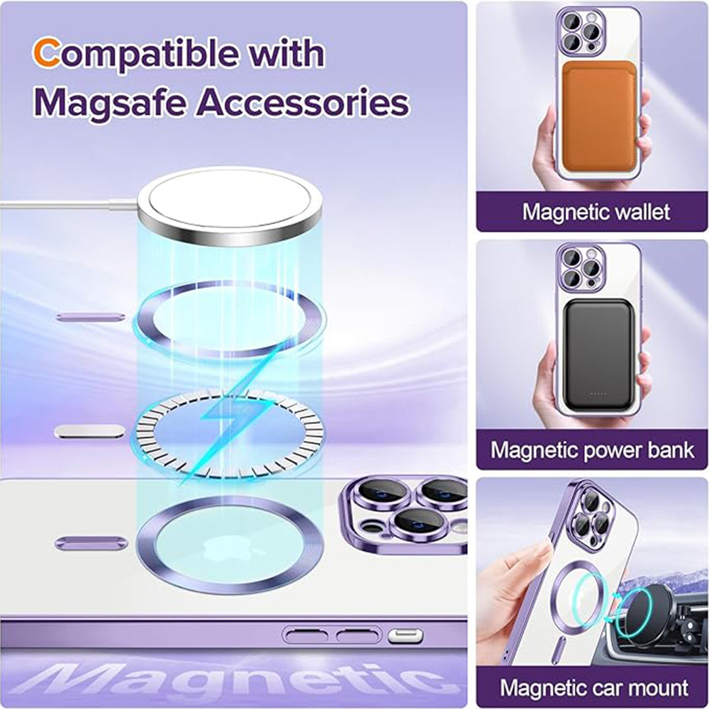Custodia MagSafe per Apple iPhone 14 Pro Max, Techsuit, Luxury Crystal, Viola Chiaro
