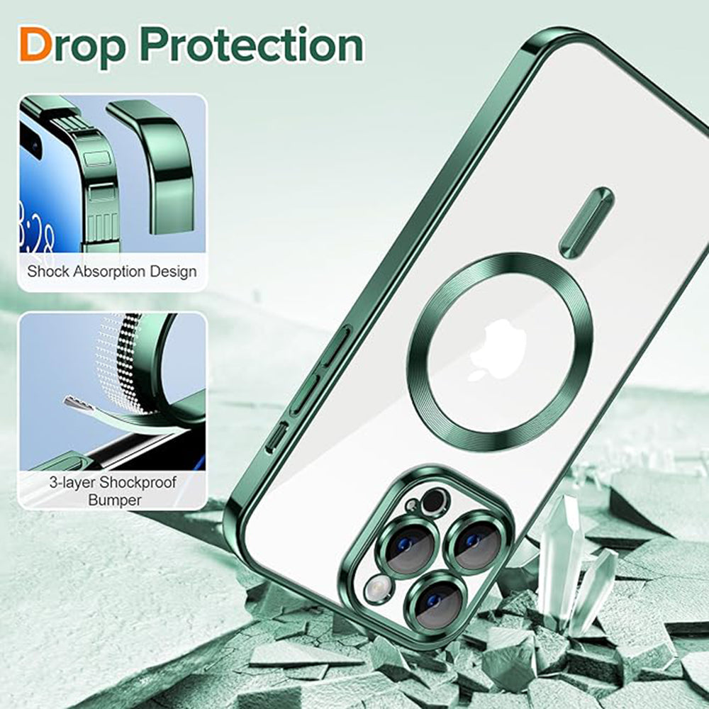Custodia MagSafe per Apple iPhone 14 Pro Max, Techsuit, Luxury Crystal, Verde Scuro