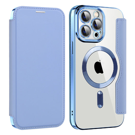 Custodia MagSafe per Apple iPhone 14 Pro Max, Techsuit, SmartMag Book, Blu