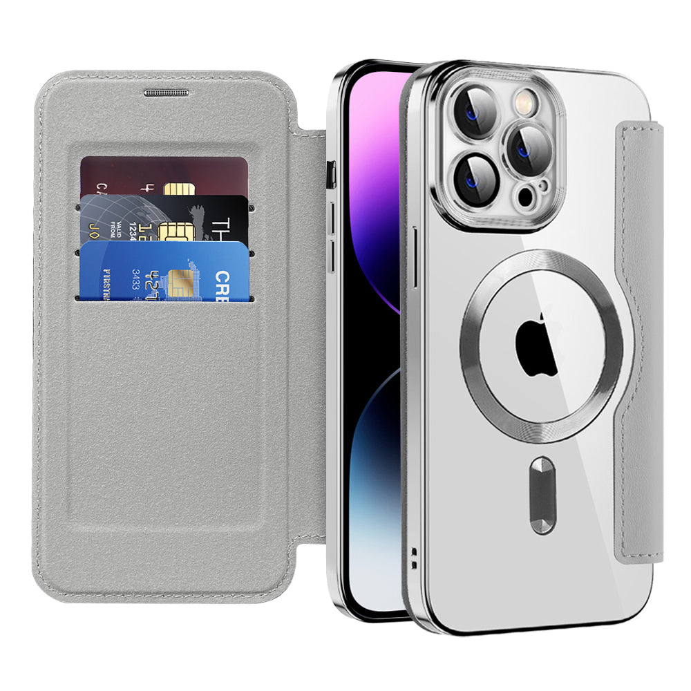 Custodia MagSafe per Apple iPhone 14 Pro Max, Techsuit, SmartMag Book, Grigio