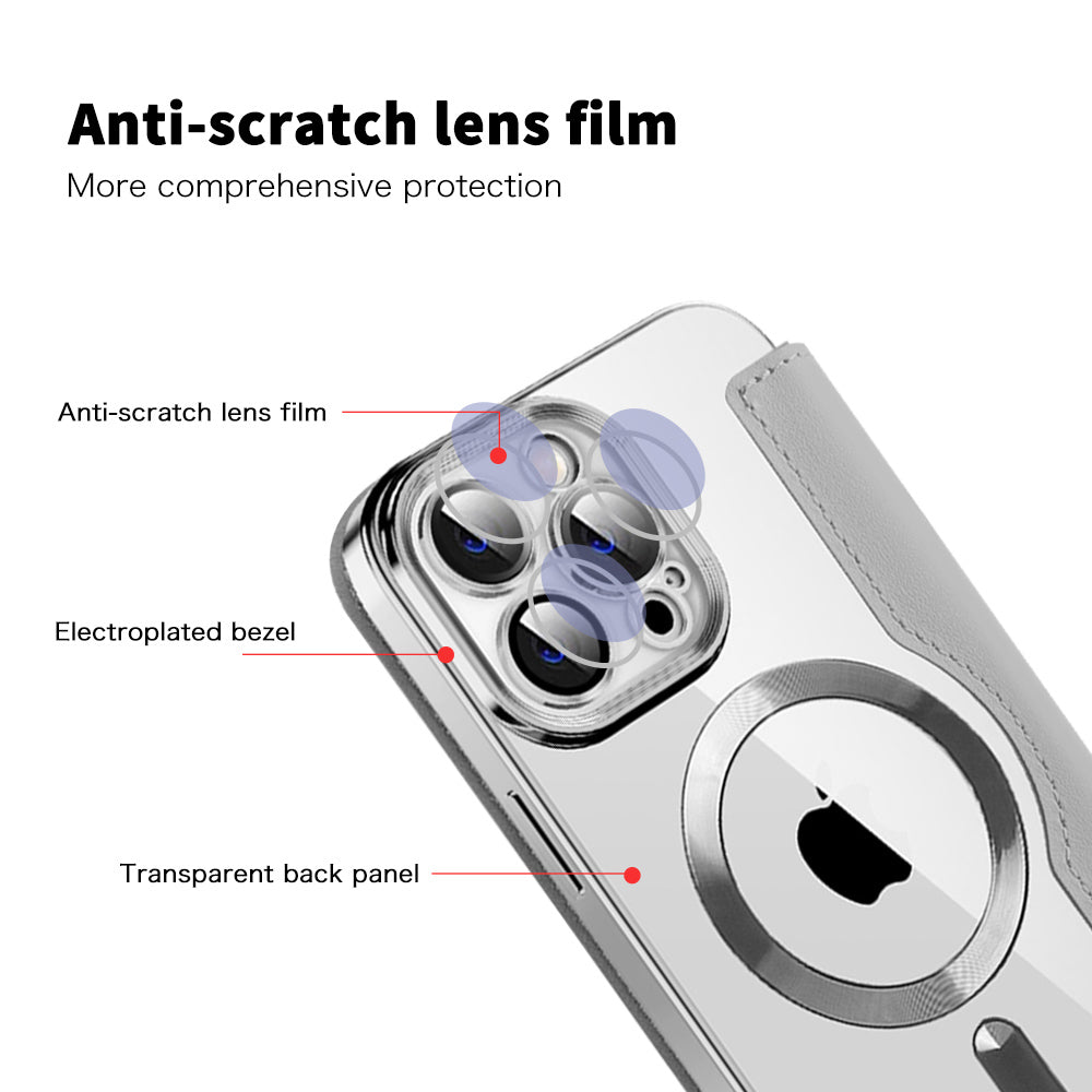 Custodia MagSafe per Apple iPhone 14 Pro Max, Techsuit, SmartMag Book, Grigio