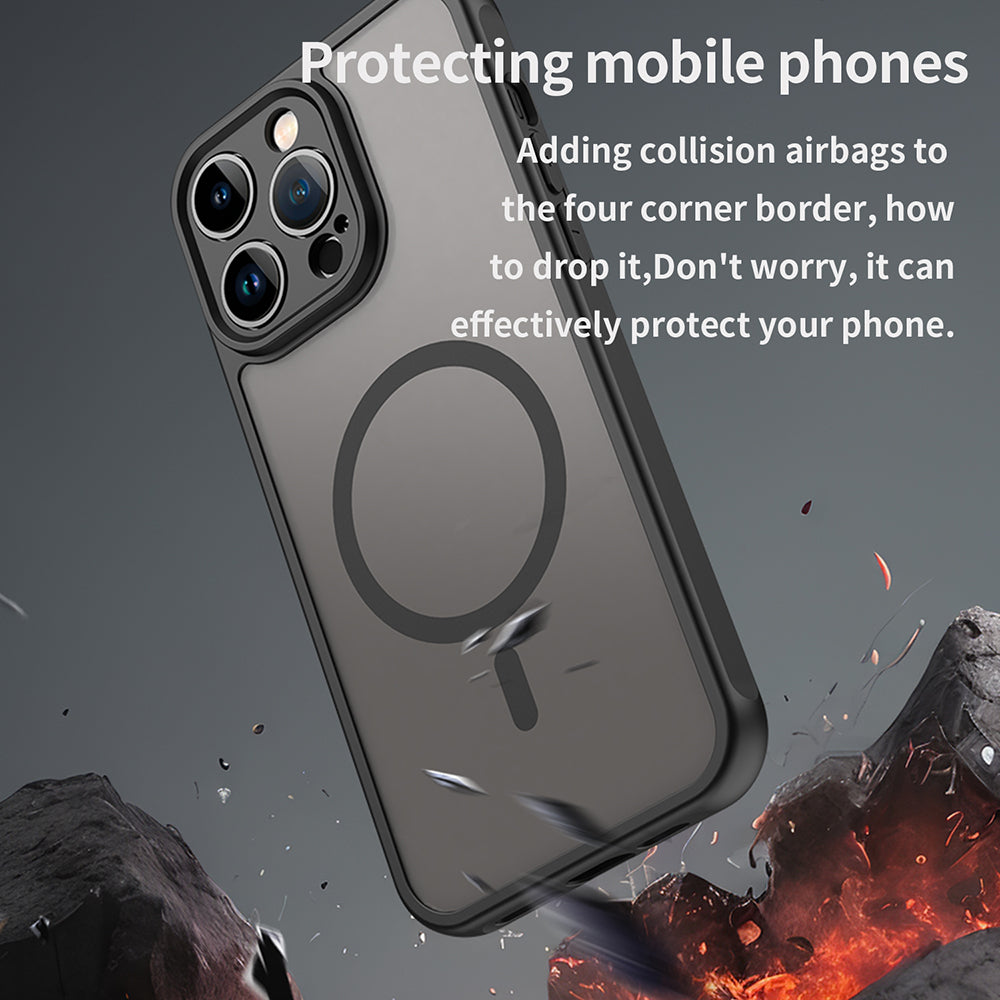 Custodia MagSafe per Apple iPhone 14 Pro, Techsuit, HaloFrost II, Nera