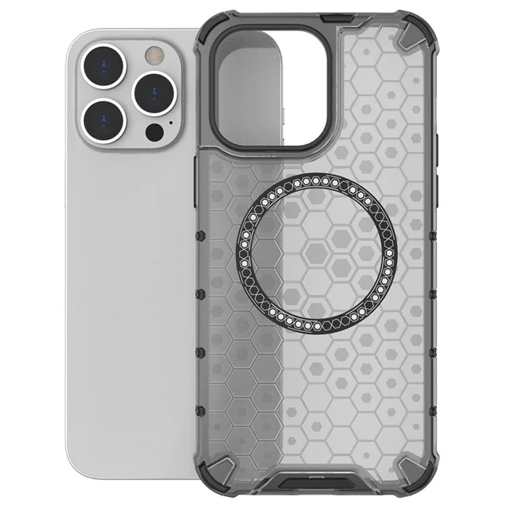 Custodia MagSafe per Apple iPhone 14 Pro, Techsuit, HoneyComb Shield, Bianca