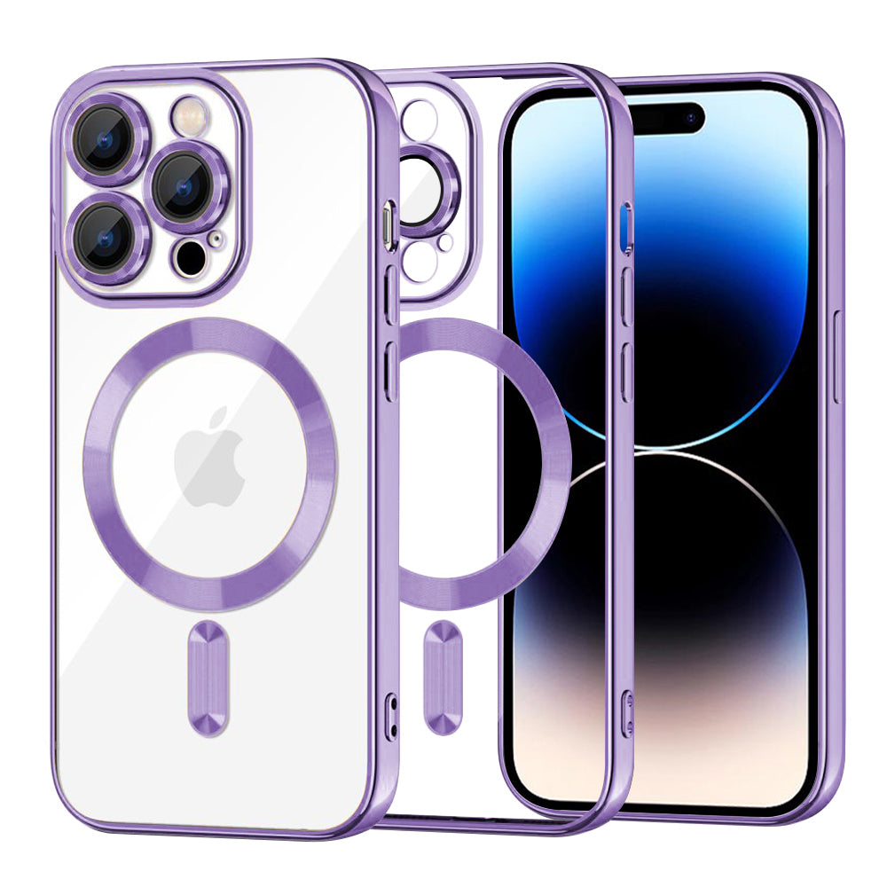 Custodia MagSafe per Apple iPhone 14 Pro, Techsuit, Luxury Crystal, Viola Chiaro