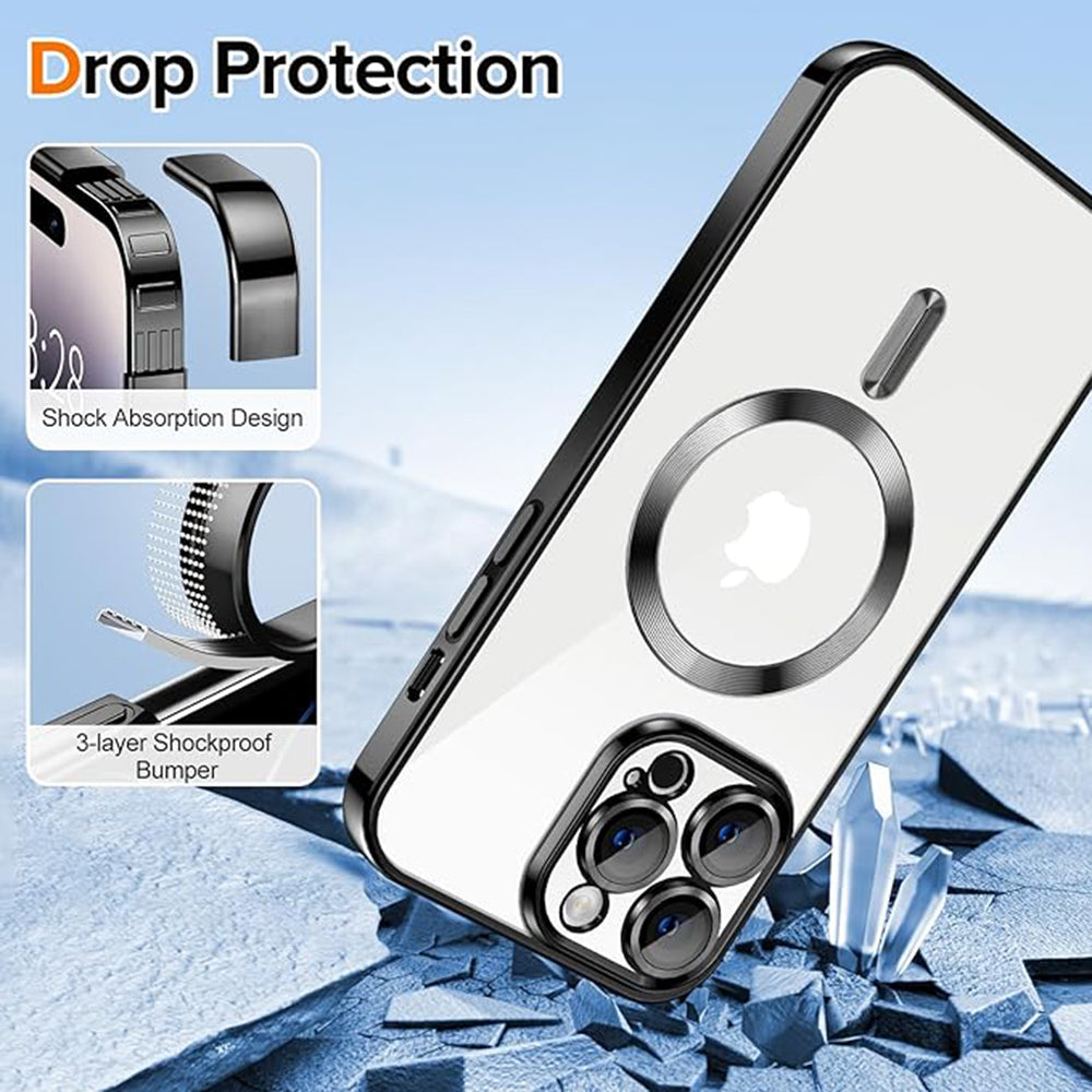 Custodia MagSafe per Apple iPhone 14 Pro, Techsuit, Luxury Crystal, Nera