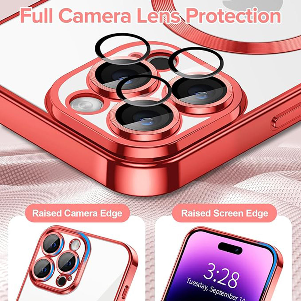 Custodia MagSafe per Apple iPhone 14 Pro, Techsuit, Luxury Crystal, Rossa