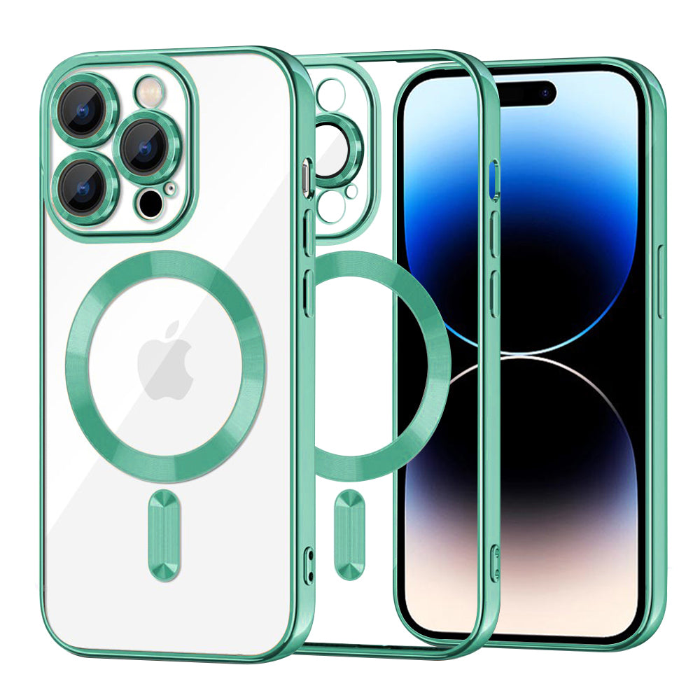 Custodia MagSafe per Apple iPhone 14 Pro, Techsuit, Luxury Crystal, Verde Chiaro