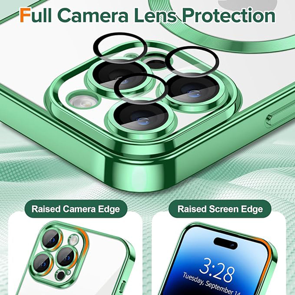 Custodia MagSafe per Apple iPhone 14 Pro, Techsuit, Luxury Crystal, Verde Chiaro