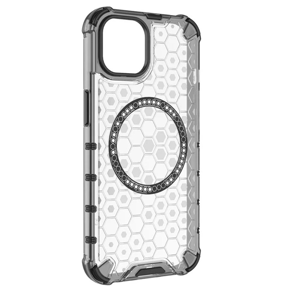 Custodia MagSafe per Apple iPhone 14, Techsuit, HoneyComb Shield, Bianca