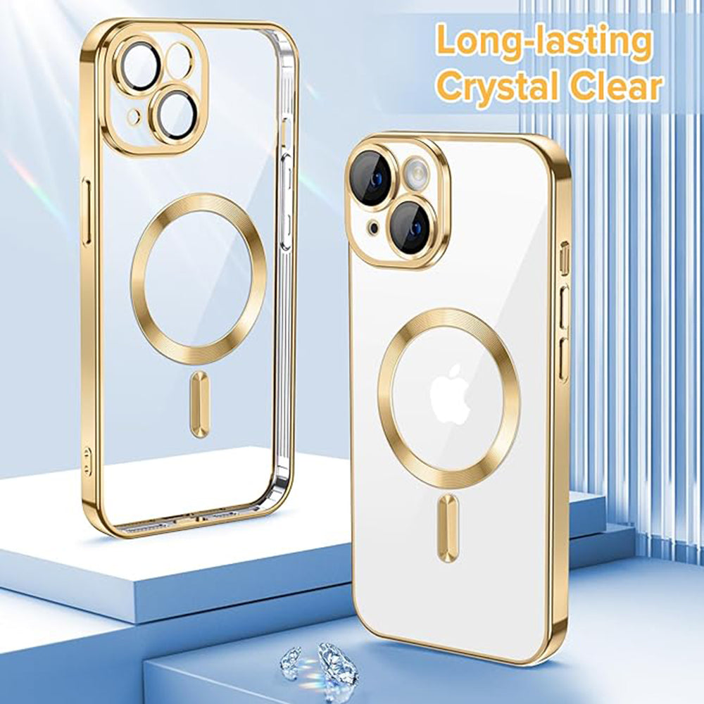 Custodia MagSafe per Apple iPhone 14, Techsuit, Luxury Crystal, Dorata