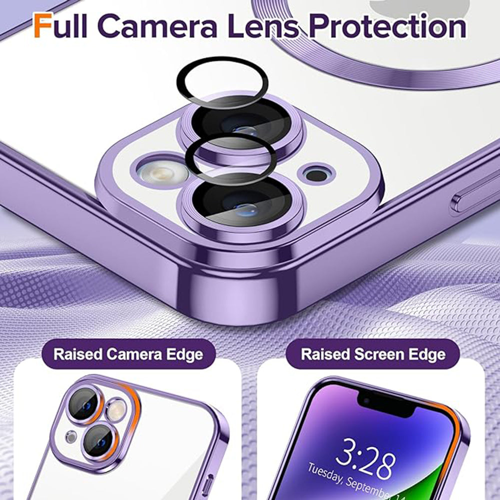 Custodia MagSafe per Apple iPhone 14, Techsuit, Luxury Crystal, Viola Chiaro