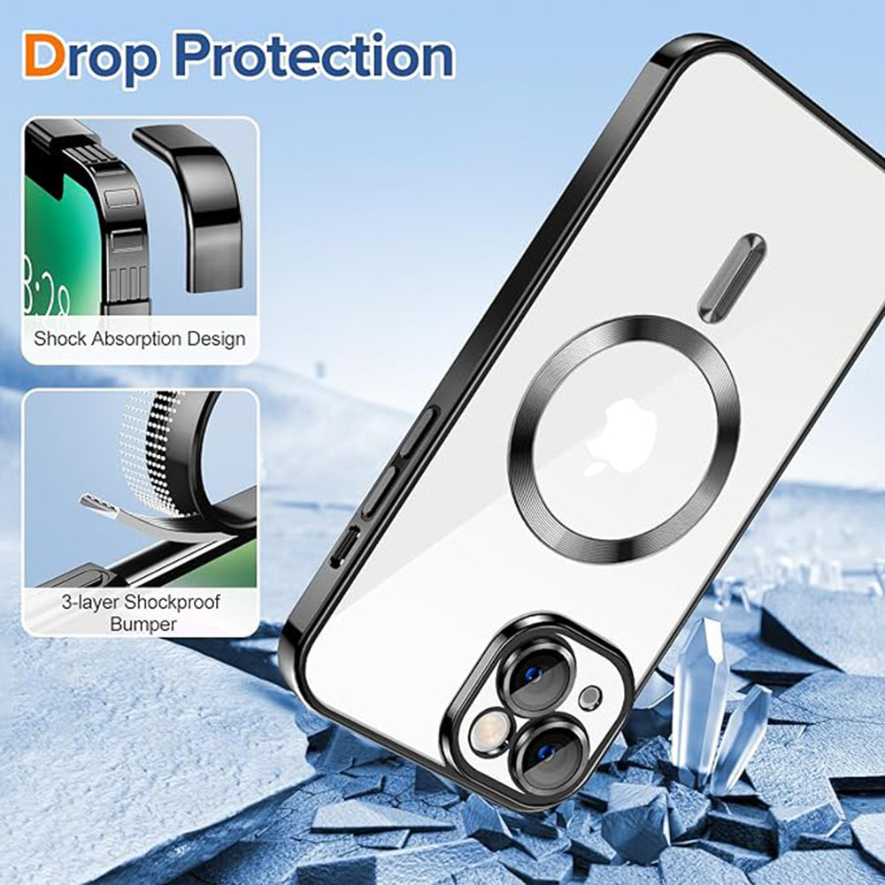 Custodia MagSafe per Apple iPhone 14, Techsuit, Luxury Crystal, Nera