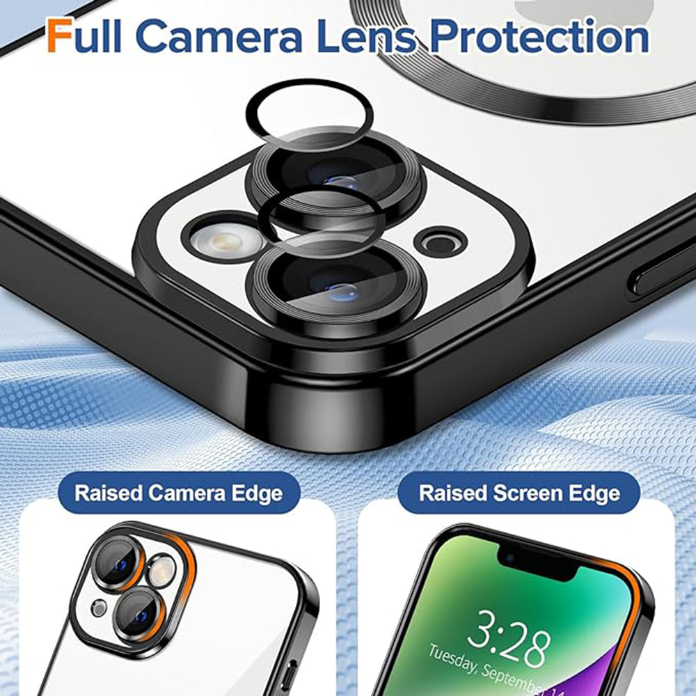 Custodia MagSafe per Apple iPhone 14, Techsuit, Luxury Crystal, Nera