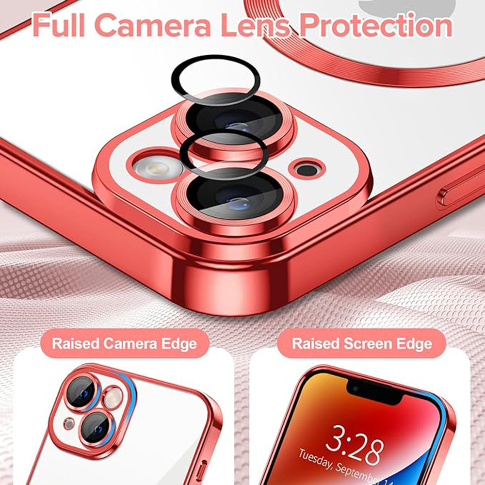 Custodia MagSafe per Apple iPhone 14, Techsuit, Luxury Crystal, Rossa