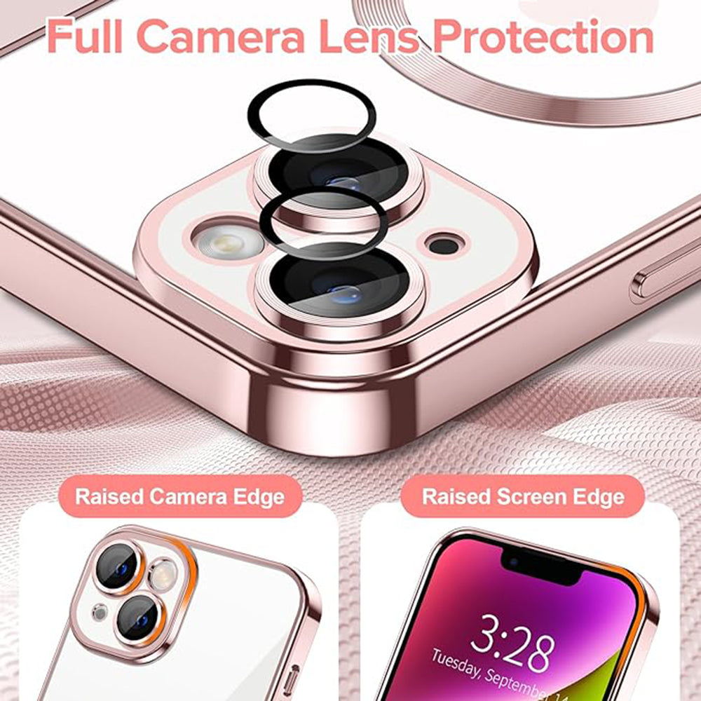 Custodia MagSafe per Apple iPhone 14, Techsuit, Luxury Crystal, Rosa