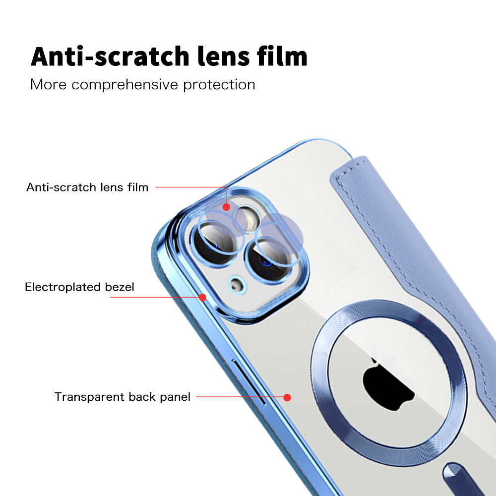 Custodia MagSafe per Apple iPhone 14, Techsuit, SmartMag Book, Blu