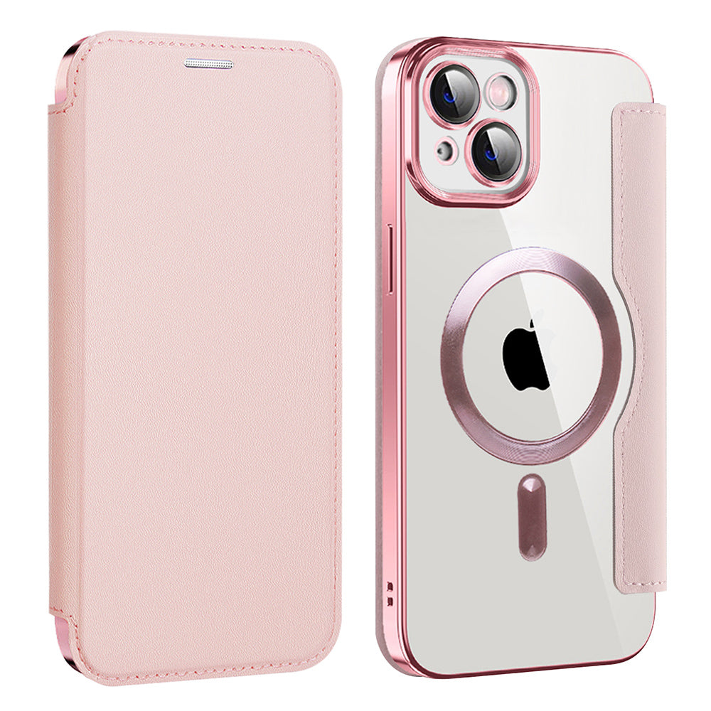 Custodia MagSafe per Apple iPhone 14, Techsuit, SmartMag Book, Rosa