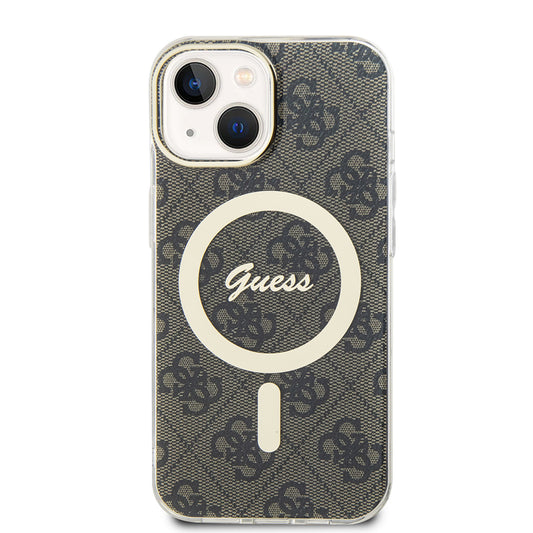 Custodia MagSafe per Apple iPhone 15, Guess, IML 4G, Marrone