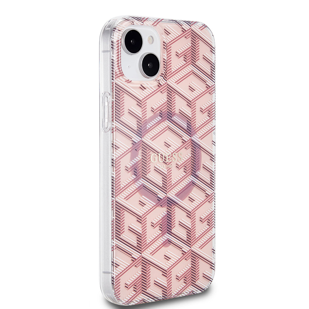 Custodia MagSafe per Apple iPhone 15, Guess, IML Gcube, Rosa
