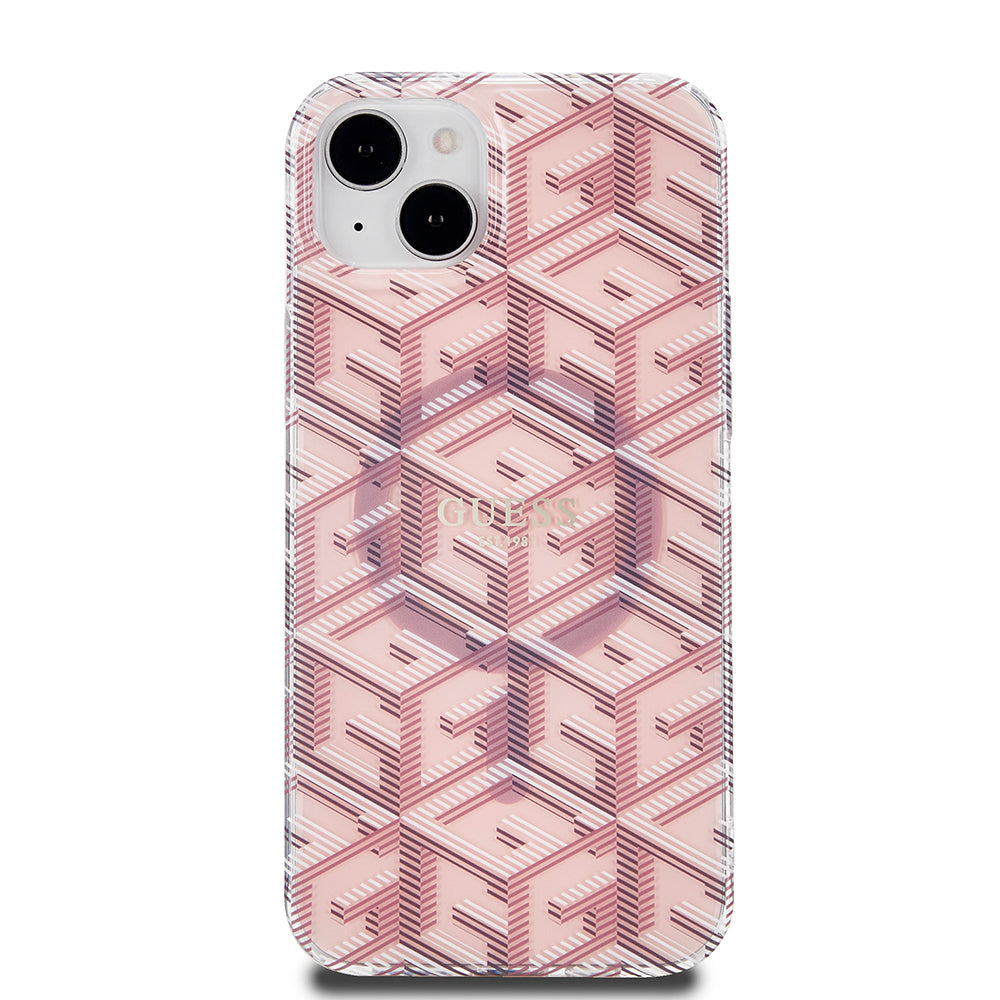 Custodia MagSafe per Apple iPhone 15, Guess, IML Gcube, Rosa