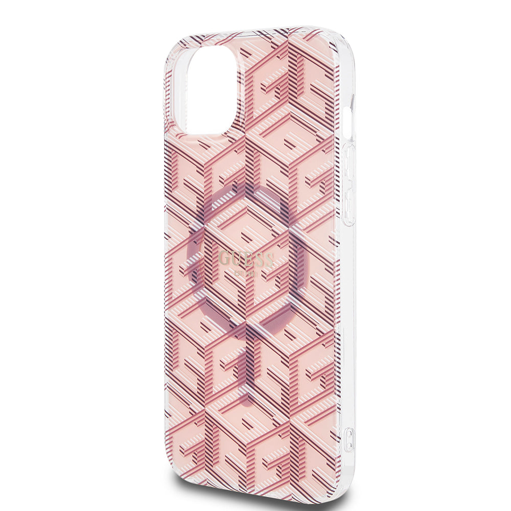 Custodia MagSafe per Apple iPhone 15, Guess, IML Gcube, Rosa