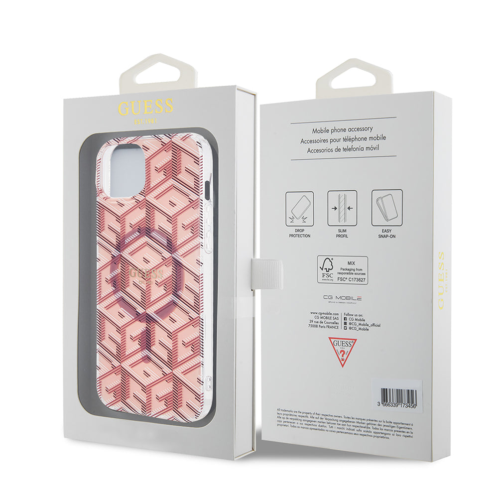 Custodia MagSafe per Apple iPhone 15, Guess, IML Gcube, Rosa