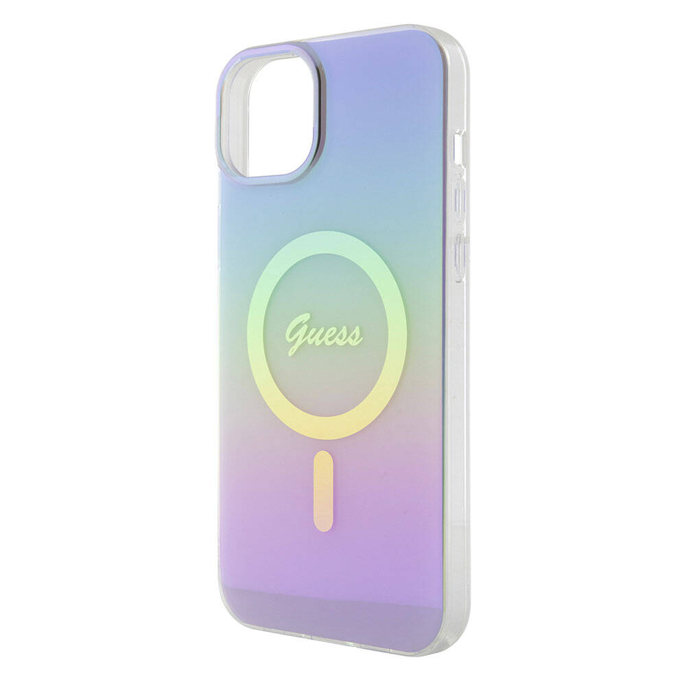 Custodia MagSafe per Apple iPhone 15, Guess, IML Iridescente, Viola