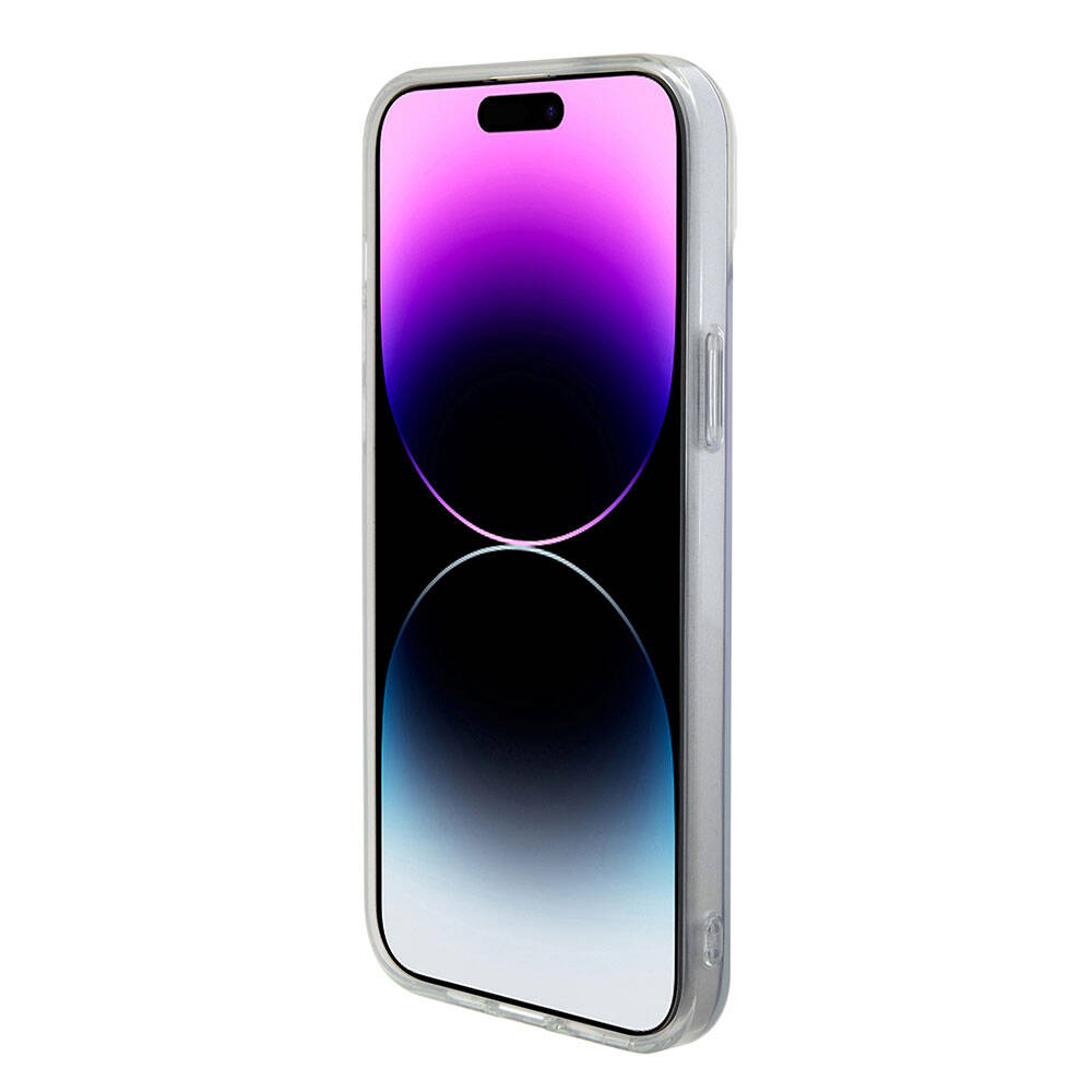 Custodia MagSafe per Apple iPhone 15, Guess, IML Iridescente, Viola