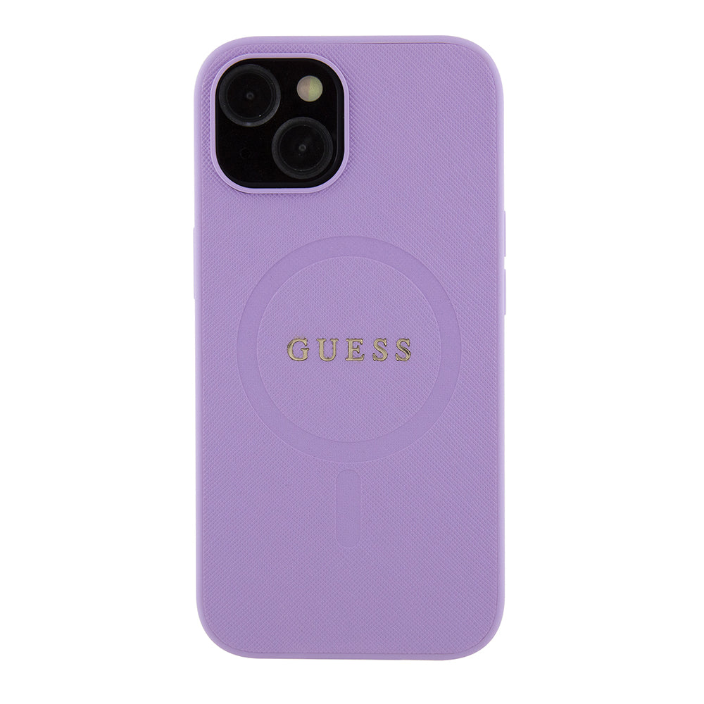 Custodia MagSafe per Apple iPhone 15, Guess, Saffiano, Viola