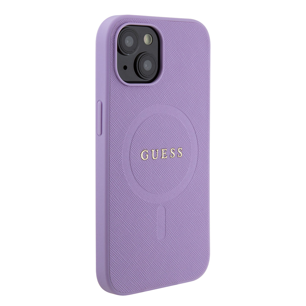 Custodia MagSafe per Apple iPhone 15, Guess, Saffiano, Viola